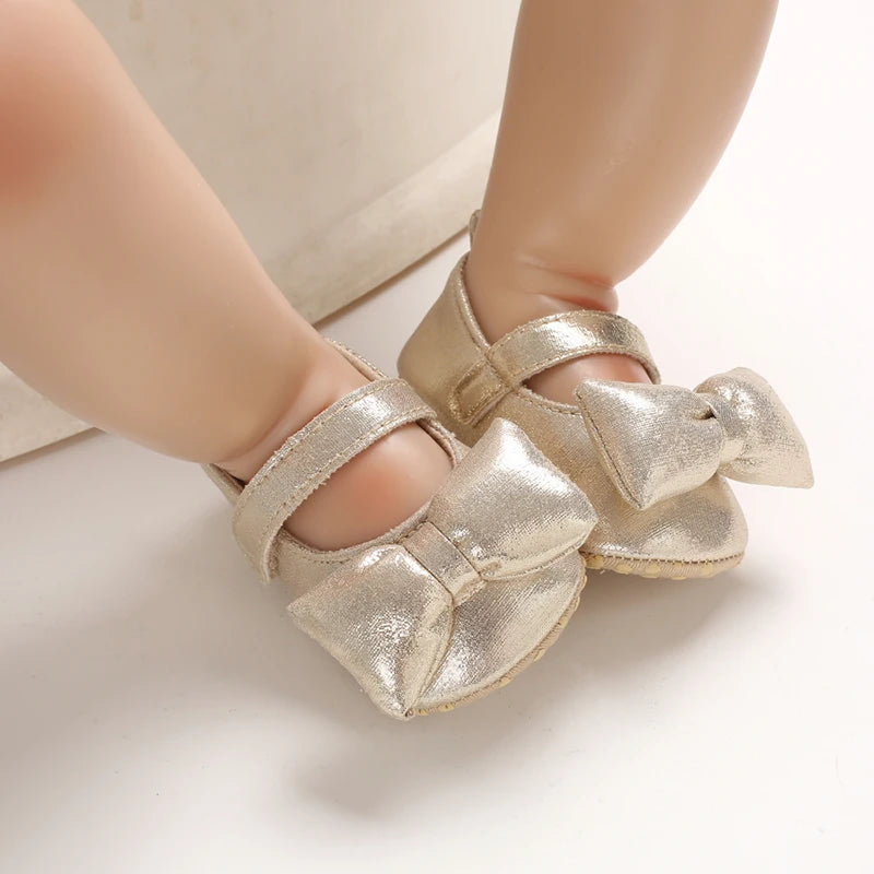 Fashionable Series Baby Shoes Girl Baby Cute Bow PU Princess Shoes Soft Cloth Sole Comfortable Walking Shoes Spring and Autumn