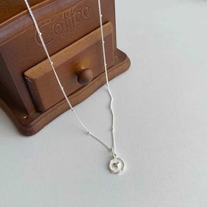 VENTFILLE 925 Silver Circular Geometry Rose Necklace Dropwise Glaze Korean Gentle Jewelry Birthday Gift Wholesale