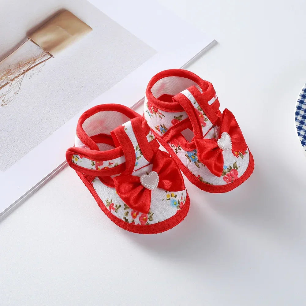 Spring New Princess Shoes 0-1 Year Old Baby Single Shoes Cute Bow Soft Soled Newborn Baby Walking Shoes