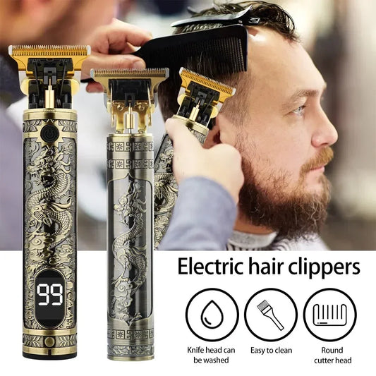 Vintage T9 Hair Cutting Machine Hair Clipper Professional Cutter Trimmer for Men Cordless Beard Trimmer USB for Barber Dragon