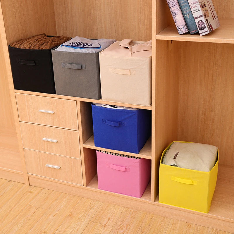 With Handle Storage Basket Non-woven Folding Fabric Storage Box Cube Bin For Children Toys Sundries Organizer Storage Bins