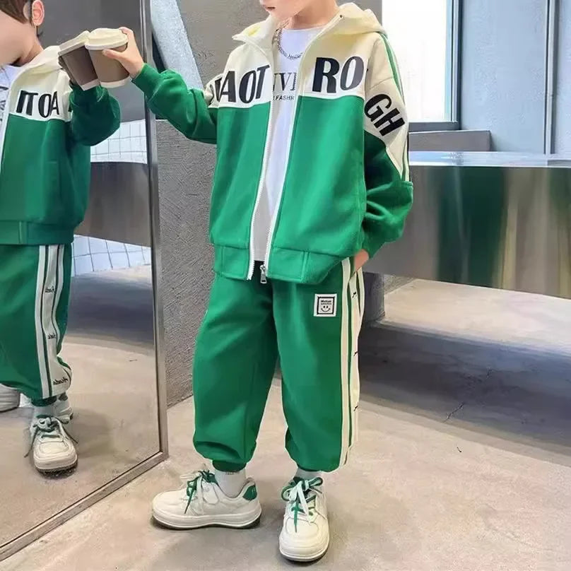 Cool Spring Autumn Boys Outfit New 2024 Children's Clothes Suit Trendy Web Red Social Media Popular Style For Boys