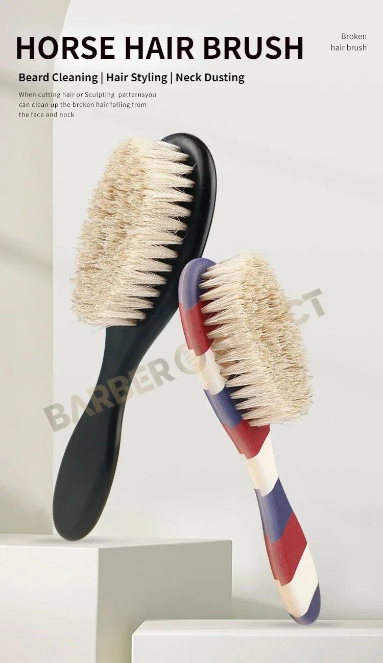 New Professional Barber Shaving Beard Brush Removal Neck Dusting Horse Hair Brushes Face Mustache Salon Cleaning Styling Tools