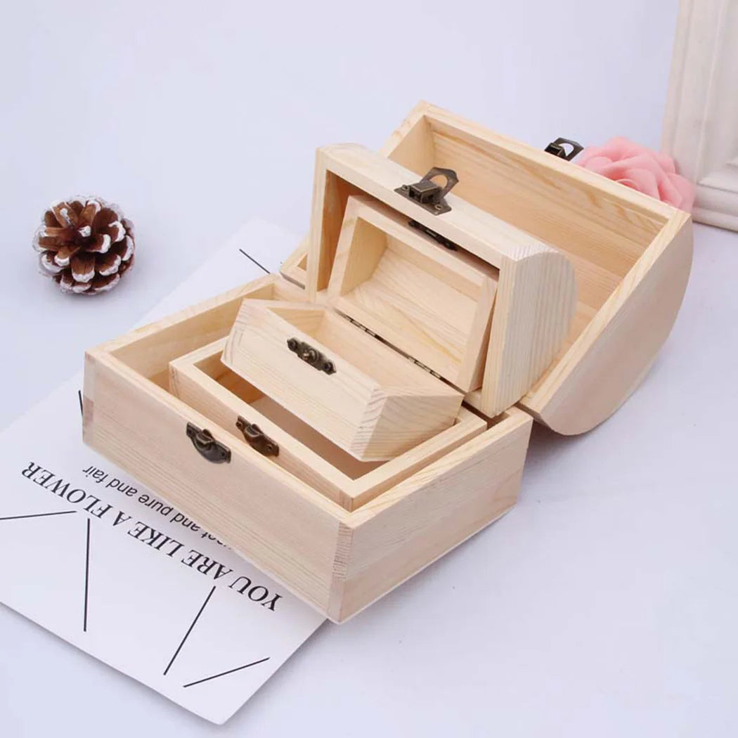 Wood Wooden Arched Hinged Storage Boxes Multi-function Hinged Boxes Gift Packing Jewelry Case Box Home Sundries Storage Box