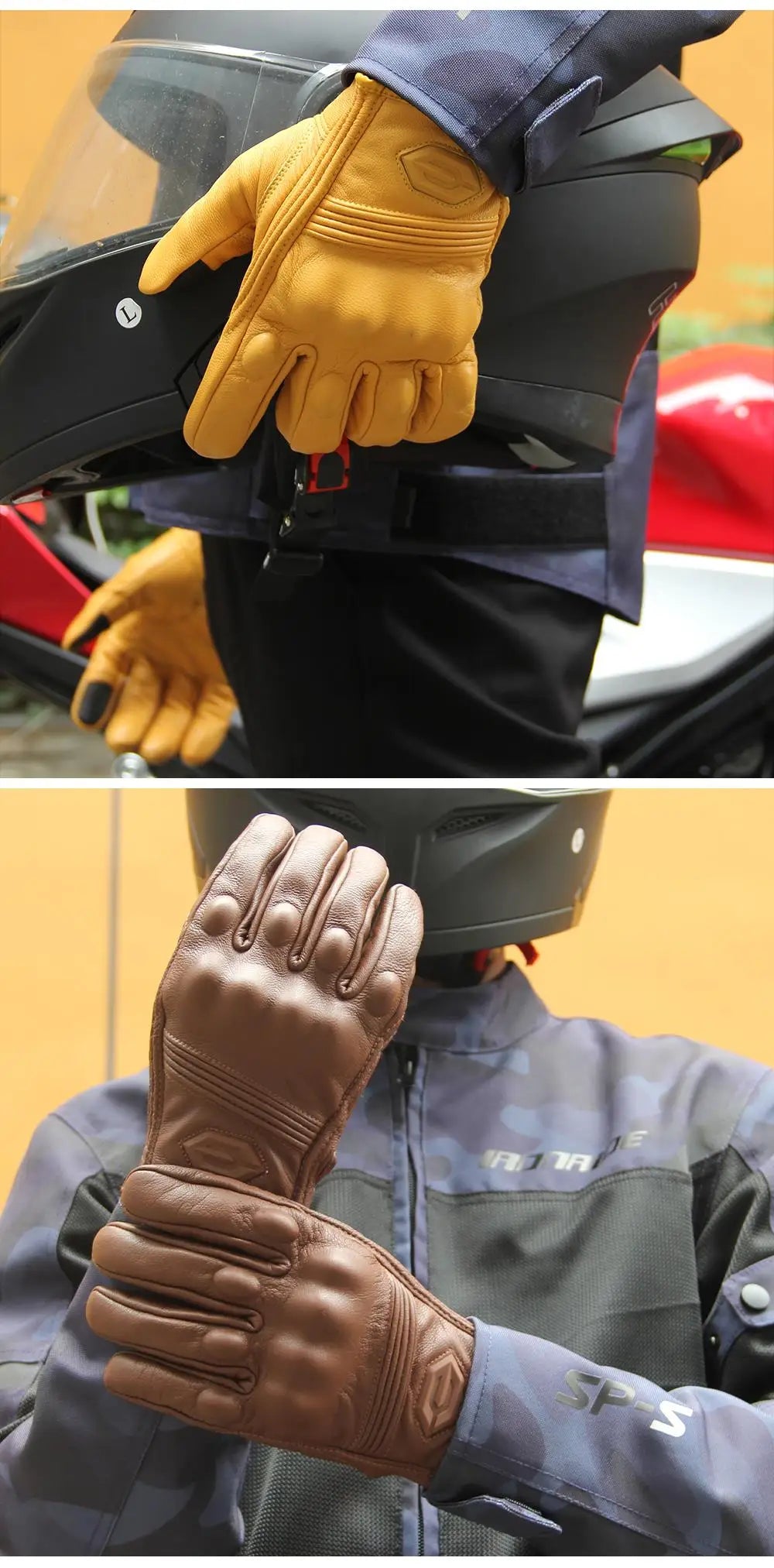 Leather Motorcycle Gloves Summer Motocross Glove Men Retro Biker Cycling Women Motorcyclist Protected Cycling Glove