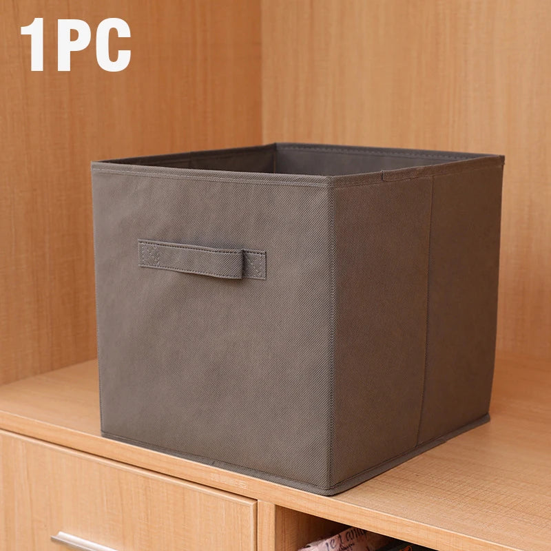 With Handle Storage Basket Non-woven Folding Fabric Storage Box Cube Bin For Children Toys Sundries Organizer Storage Bins