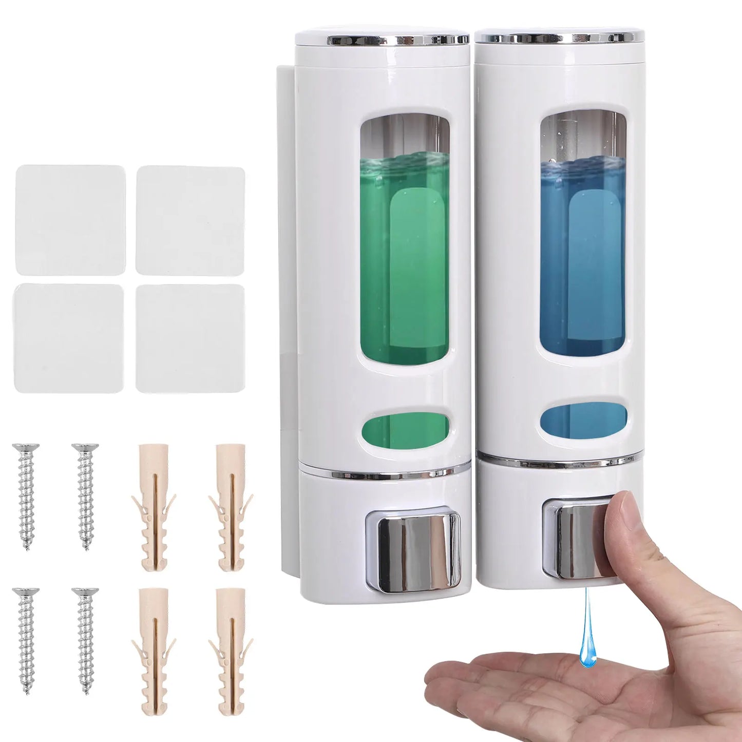 2Pcs/3Pcs 400ml Shower Soap Dispenser Wall Mounted Shampoo and Conditioner Dispenser Adhesive Handwashing Fluid