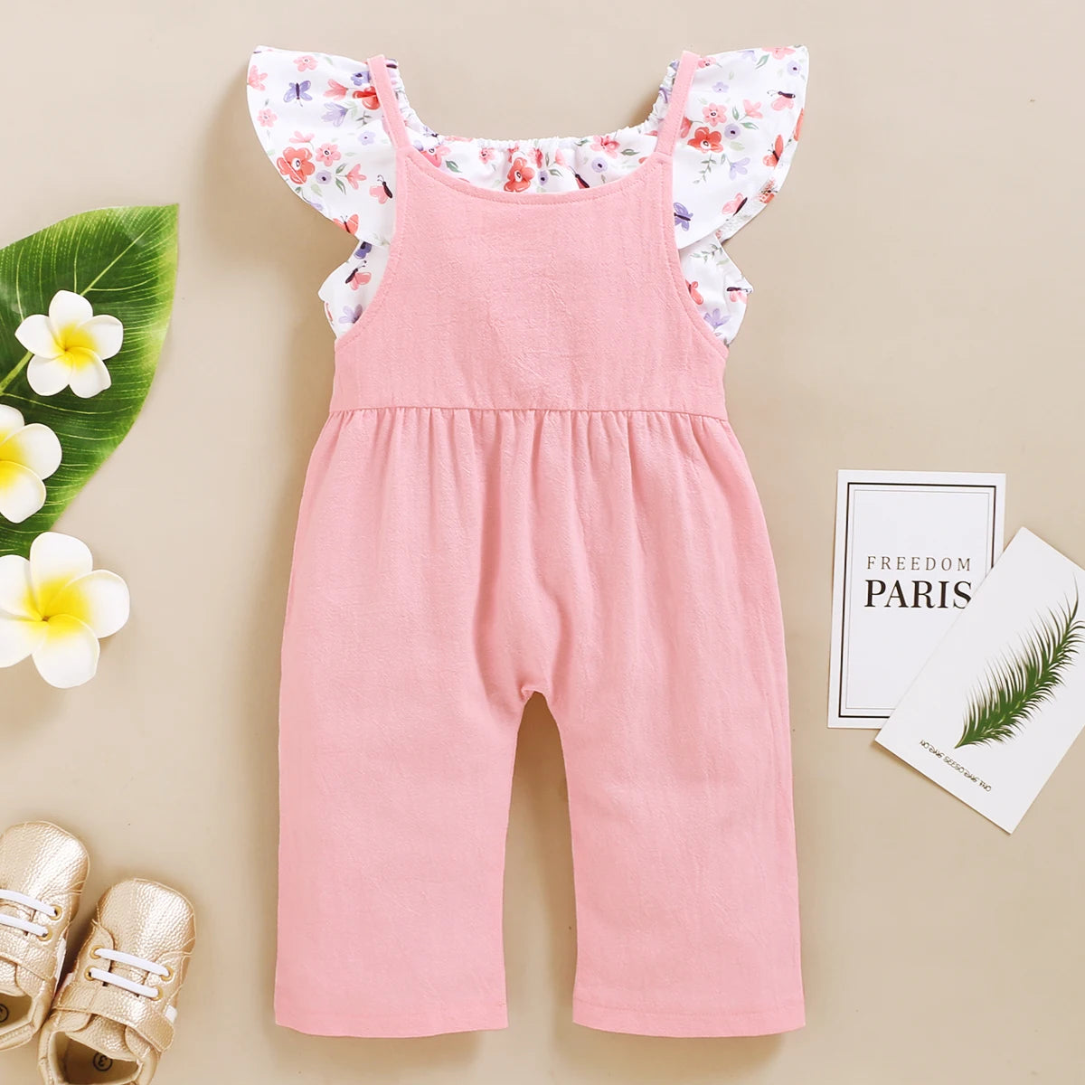 2PCS Kids Girl School Clothes Set Lotus Leaf Short Top+Suspender Pant Fashion Summer Lovely Clothing for Toddler Girl 1-5 Years