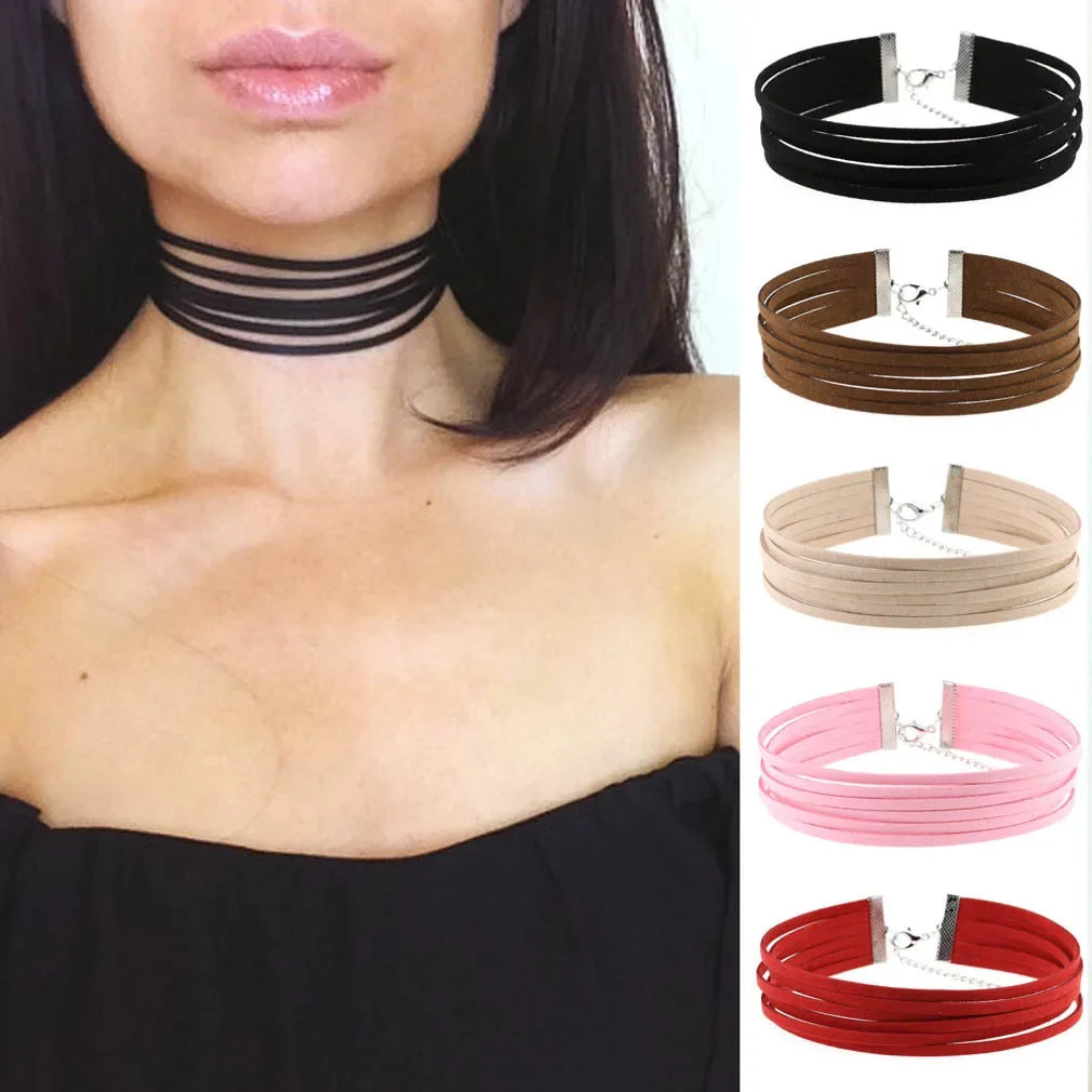 Unisex Vintage Velvet Punk Chokers Necklaces for Women Men Multi-layer Gothic Collar Necklaces Fashion Jewelry Wholesale Gift