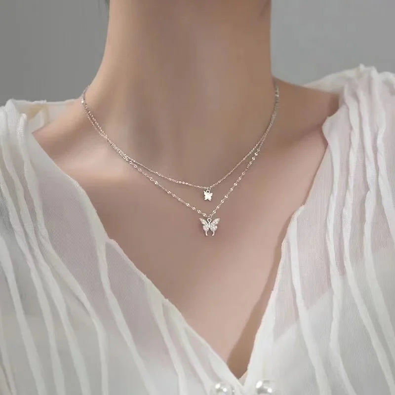 Fashion Trend Unique Design Elegant Exquisite Simple Zircon Star Snake Bone Chain Necklace Women Jewelry Party Gift Wholesale