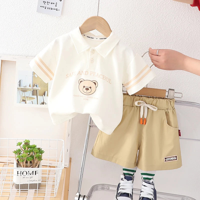 baby boy ootd korean outfit for kids baby boys clothes kids fashion Child clothes suits cotton 2Pcs Casual polo for kids