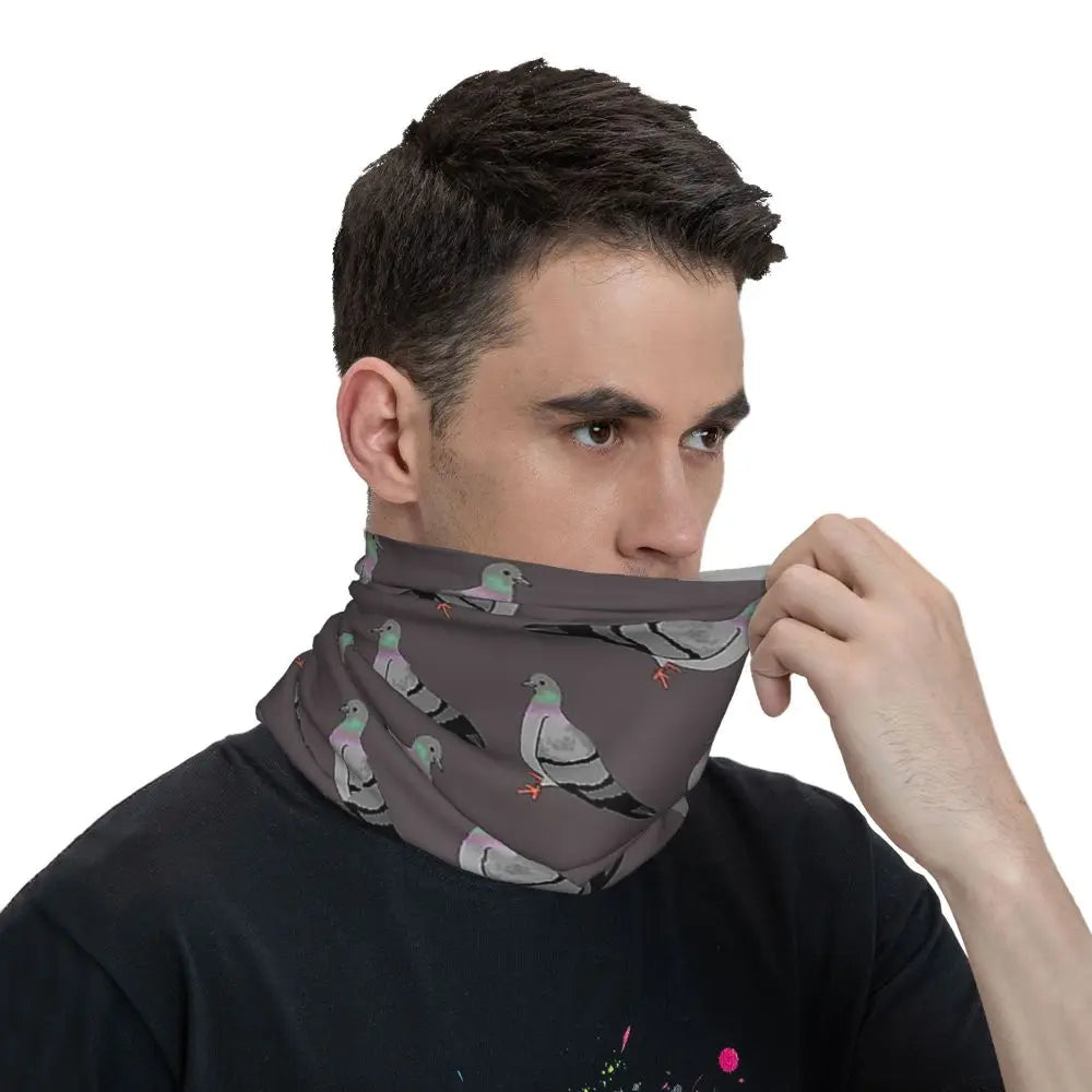 Pigeon Walk , Black Background Bandana Neck Cover Printed Magic Scarf Multifunction Cycling Scarf Running Unisex Adult Windproof