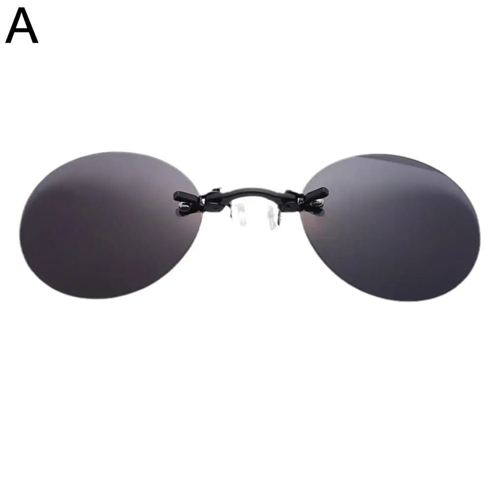 Clip On Nose Glasses Round Rimless Matrix Morpheus Sunglasses Mini Frameless Vintage Men Eyeglasses