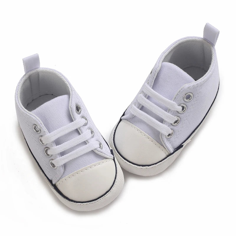 Spring and Autumn Baby Shoes Fashion Classic White PU High Top Sports Shoes Soft Sole Comfortable Casual Walking Shoes