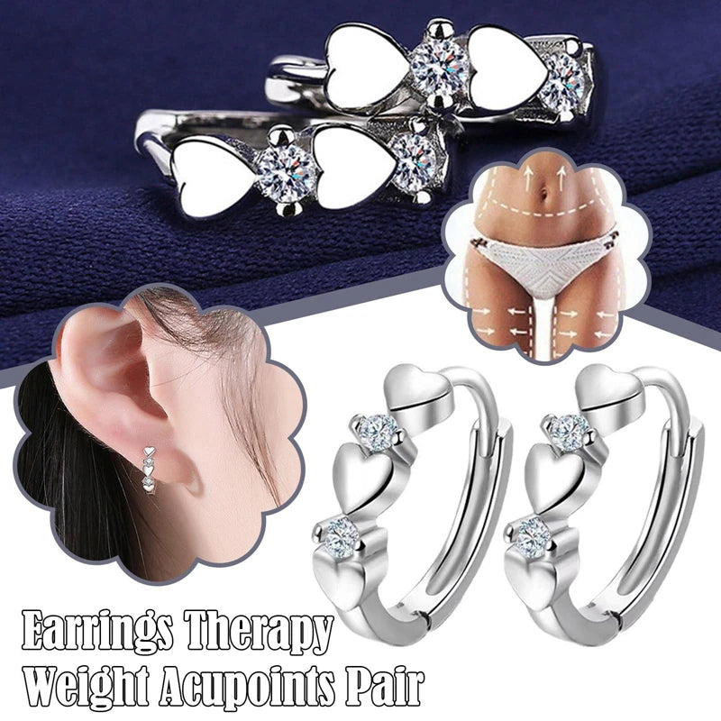 1 Pair Love Heart Cubic Zirconia Earrings Therapy Acupoints Slimming Ear  Magnetic Weight Loss Jewelry Girls Fashion Accessories