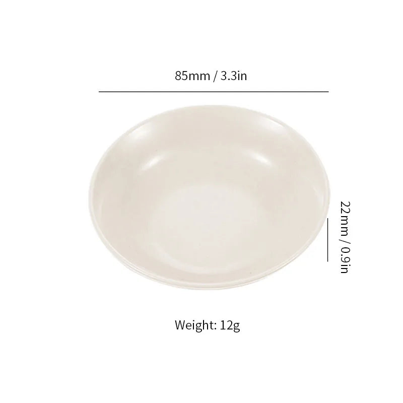 Shape Wheat Straw Bowl Vinegar Seasoning Solid Soybean Dish Sauce Salt Snack Small Plate Utensils for Kitchen Supplies 1 pc