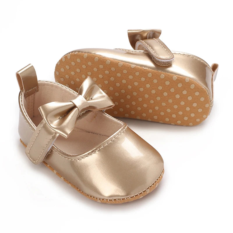 0-18M Girls' Baby Shoes Fashionable Classic Gold Theme Princess Shoes Soft Sole Comfortable Baby Walking Shoes