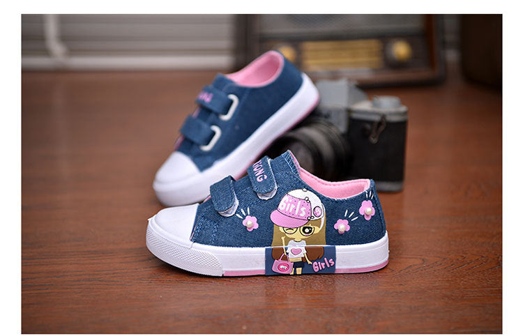 Children Canvas Shoes Soft Bottom Fashion Kids Casual Sports Running Shoes Non-slip Breathable Baby Toddler Flat Sneakers