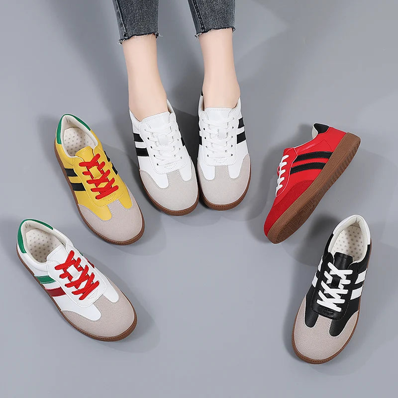 Genuine Leather Ladies Moral Training Shoes Moral Training Shoes Round Toe Couple Retro Sports Sneakers Casual Flats Shoes