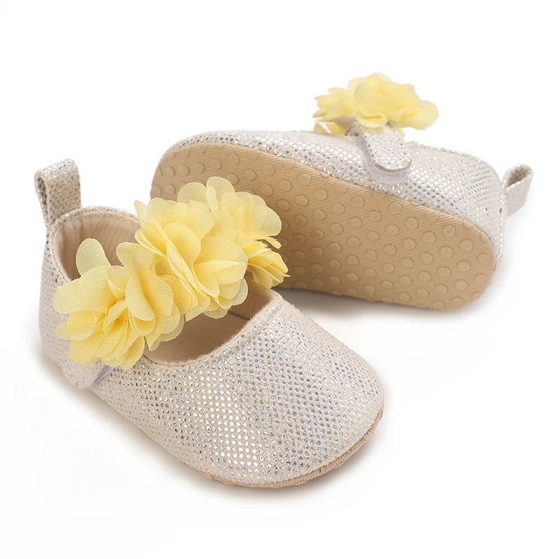 0-18M Girls' Baby Shoes Fashionable Classic Gold Theme Princess Shoes Soft Sole Comfortable Baby Walking Shoes