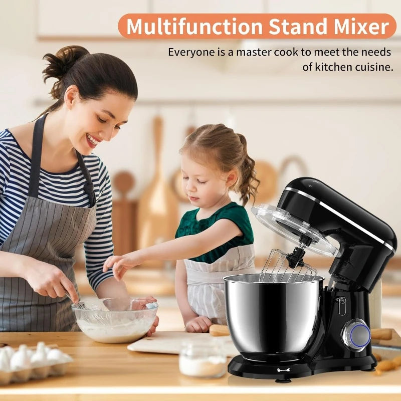 3-IN-1 Electric Stand Mixer,660W10-Speed with Pulse Button, Attachments Include6.5QTBowl,Dough Hook,Beater,Whisk Most Home Cooks