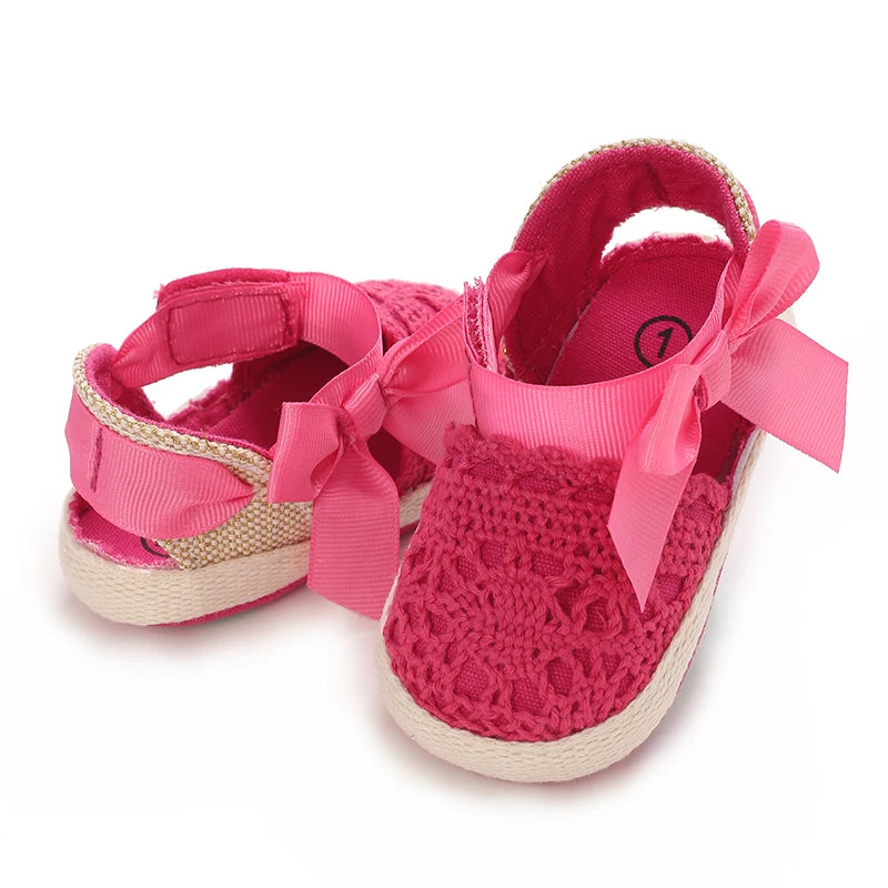 Summer Fashion Baby Shoes 0-18M Girl Baby Bow Casual Sandals Soft Sole Comfortable Baby Walking Shoes