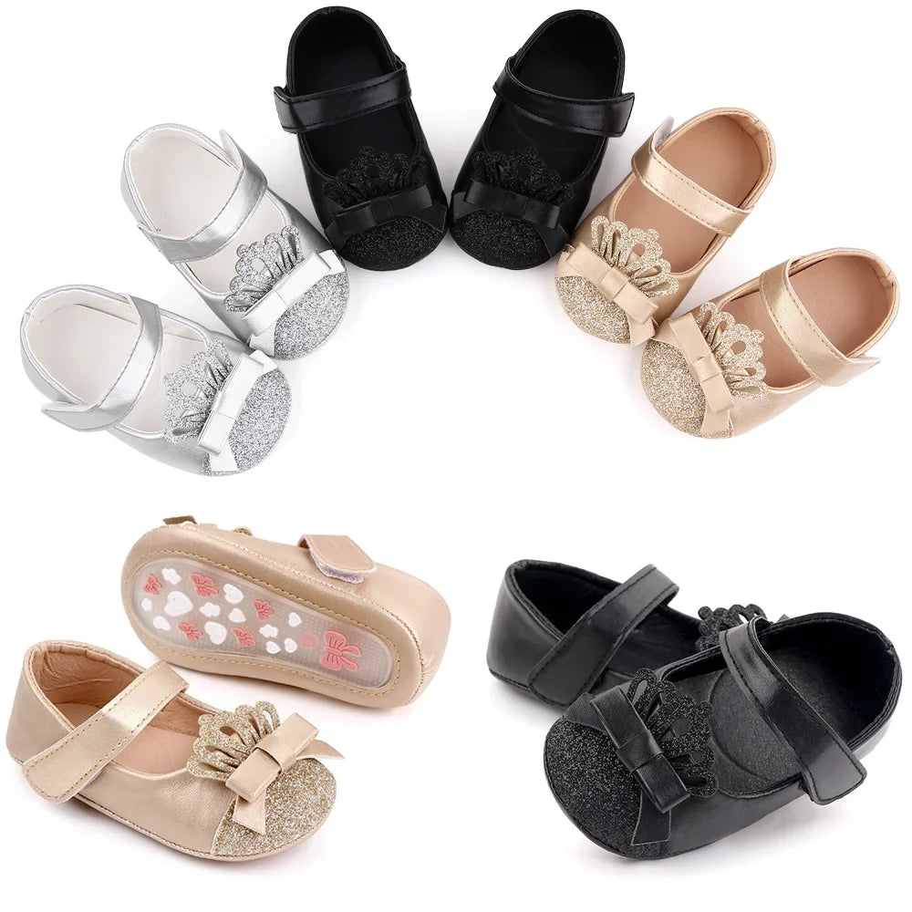 Baby Girl Shoes Cute Crown Soft PU Mary Jane Shoes Anti-slip Sole Spring Summer Sandal for Baby Girl New Fashion