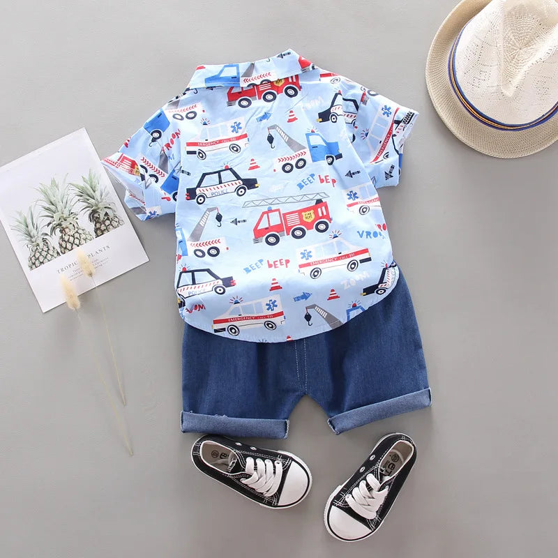 New Summer Baby Boys Clothes Children Fashion Cartoon Shirt Shorts 2Pcs/Set Kids Outfits Toddler Casual Costume Infant Tracksuit