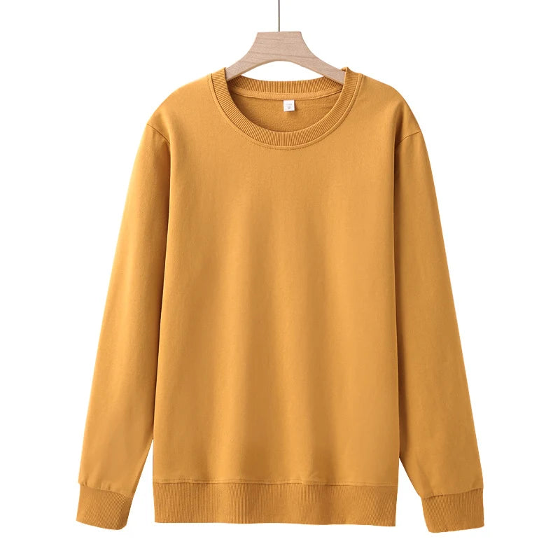 Round Necked Hoodie Loose Solid Color Spring Autumn Winter Men And women's Plush And Thick Versatile Top Sweatshirts Pullover