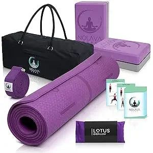 Yoga Mats & Complete Sets - TPE, Non-Slip, Eco-Friendly - Includes Mat, Blocks, Strap, & More (6pc or 7pc Sets) - For Pil