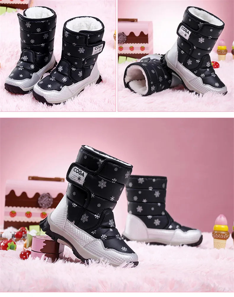 2022 Style Kids Snow Boot Winter Warm Fur Antiskid Outsole Plus Size 27 To 38 Children Boots for Girls Girls Shoes Pink Boots