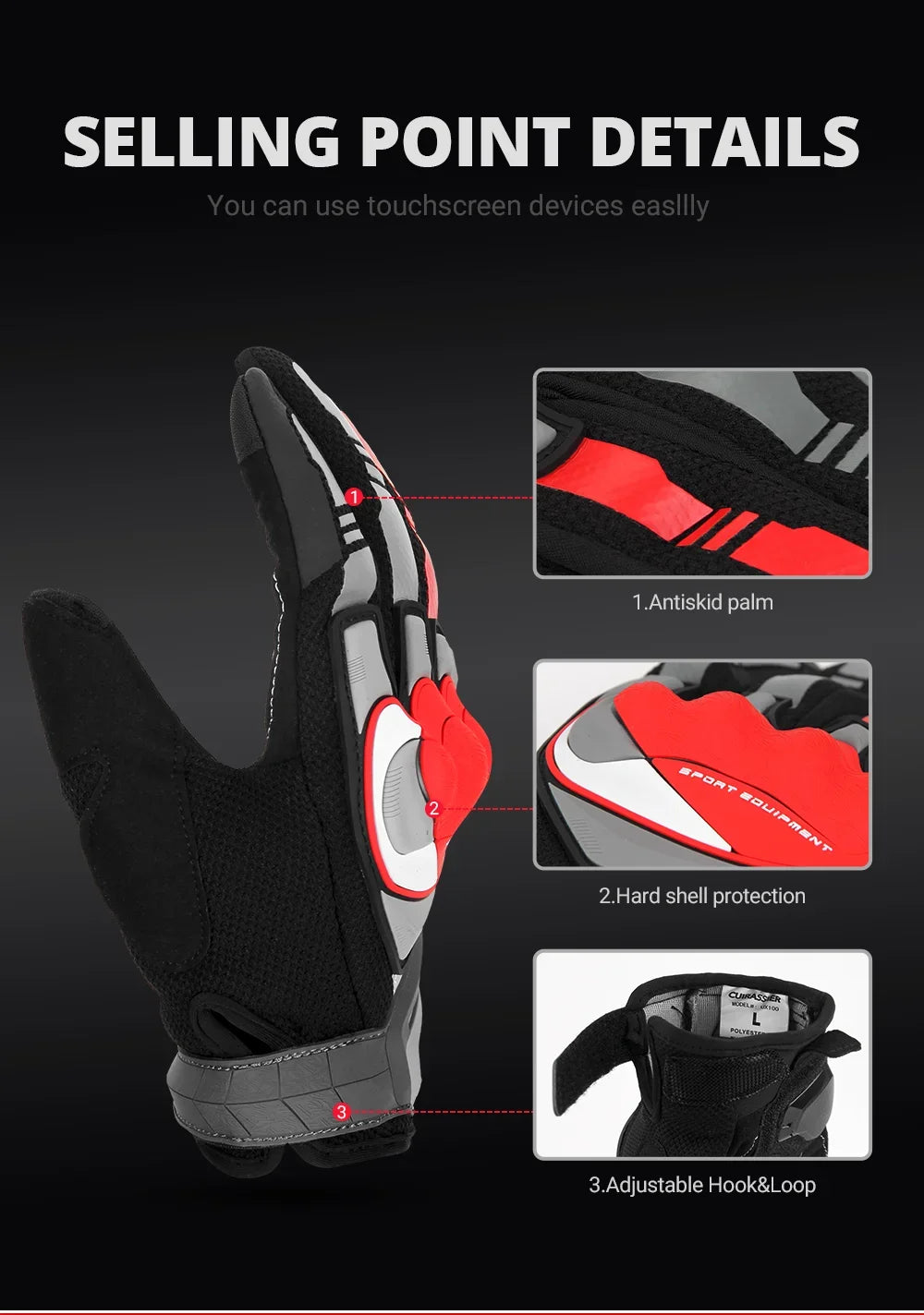 Motorcycle Gloves Breathable Full Finger Protective motorbike Touch Screen Men Racing Moto Motocross Outdoor Sports Gloves