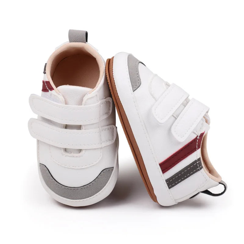 New White Baby Shoes Lovely Bear / Stripes Casual Soft Sole Anti-slip Infant Sports Toddler Boys Girls First Walkers