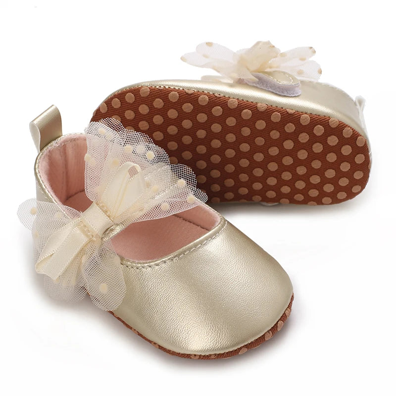 0-18M Girls' Baby Shoes Fashionable Classic Gold Theme Princess Shoes Soft Sole Comfortable Baby Walking Shoes