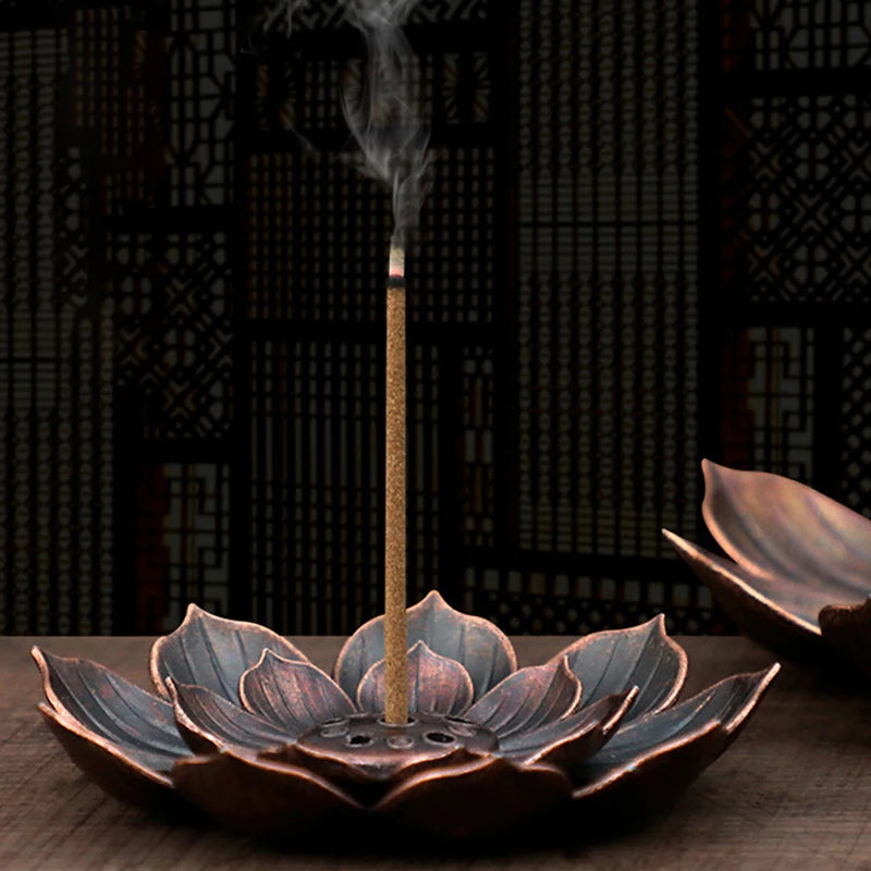 1PC Alloy Incense Burner Stick Holder Plate Burner Plate Buddhism Coil Lotus Censer