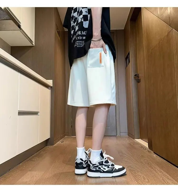 Korean Summer Men's Shorts Fashion Grey Sweatpants Harajuku High Street Men's Clothing Casual Gym Shorts At Home Short pants New