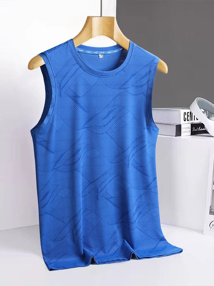 8xl 7xl 6xl New Big Size Ice Silk Classic Tank Tops Men Sleeveless Shirt Black Blue Tees All-Match Quick-Drying T-Shirt