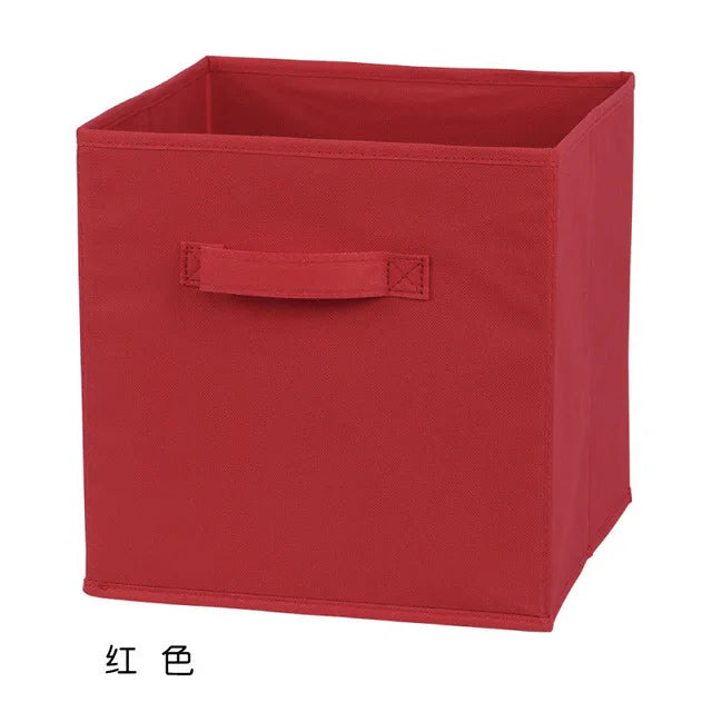 With Handle Storage Basket Non-woven Folding Fabric Storage Box Cube Bin For Children Toys Sundries Organizer Storage Bins