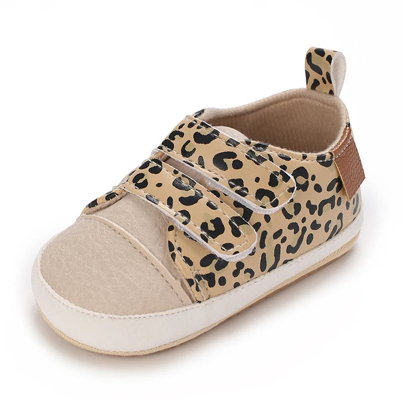 0-18M Newborn Baby Shoes Female Baby Cute Leopard Pattern Sports Shoes Sandals Soft Sole Comfortable Walking Shoes