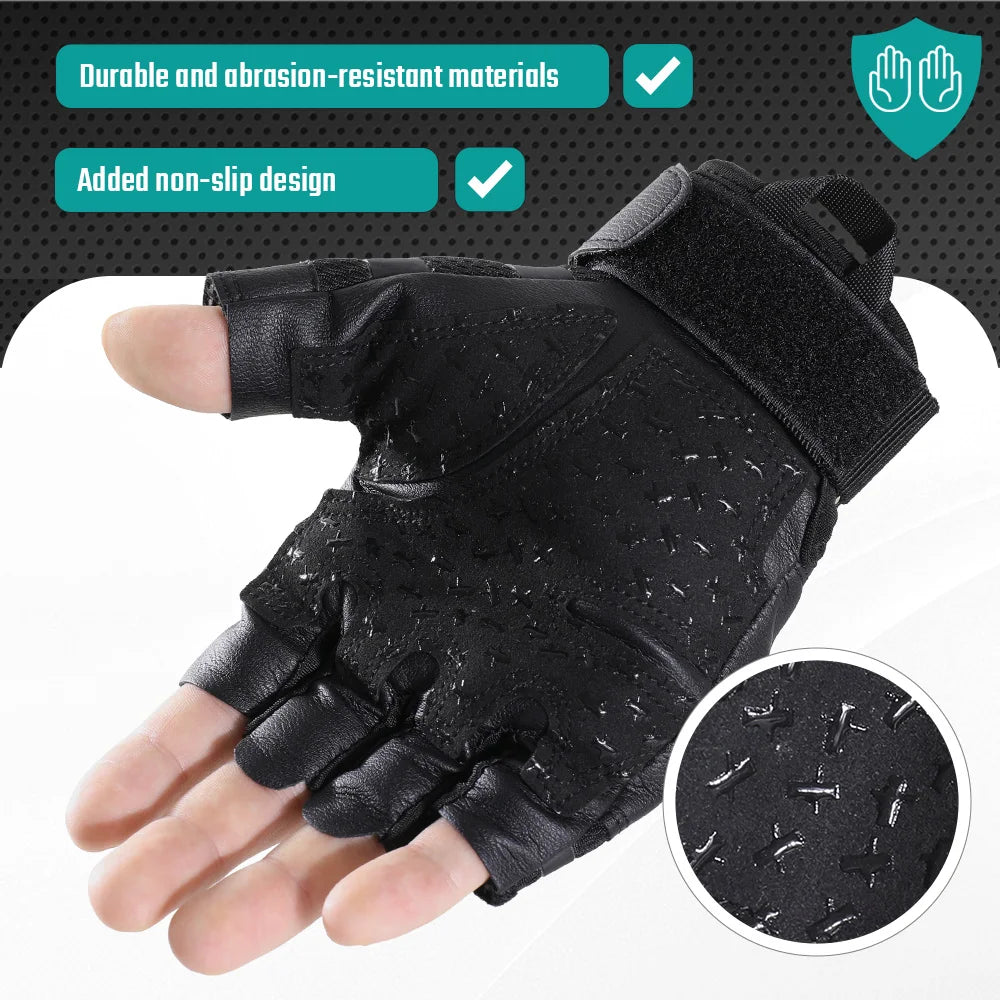 Men Half Finger Gloves Slip Rresistant Wear-resistant Racing Off-road Breathable Motorcycle Bicycle Fingerless Glove Riding Gear