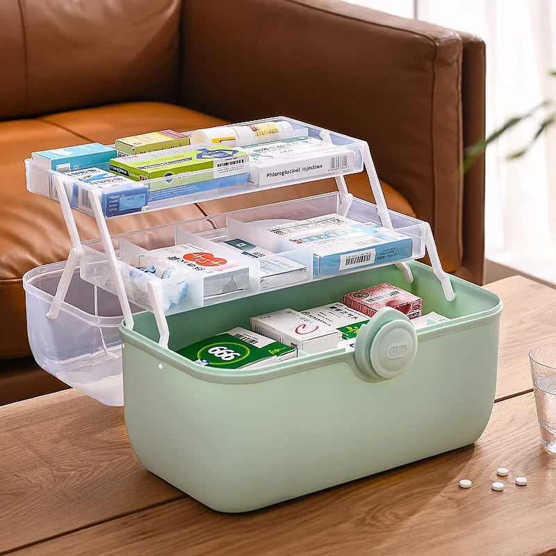 1 Pc Household Medicine Box Storage Box Large Capacity Multi-layer Portable Medical First Aid Kit Transparent Small Medicine Box