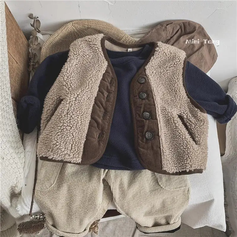 Winter Plush Warm Kids Pants 2024 Korea Style Children's Clothing Corduroy Plush Thick Warm Casual Pants for Boys Girls