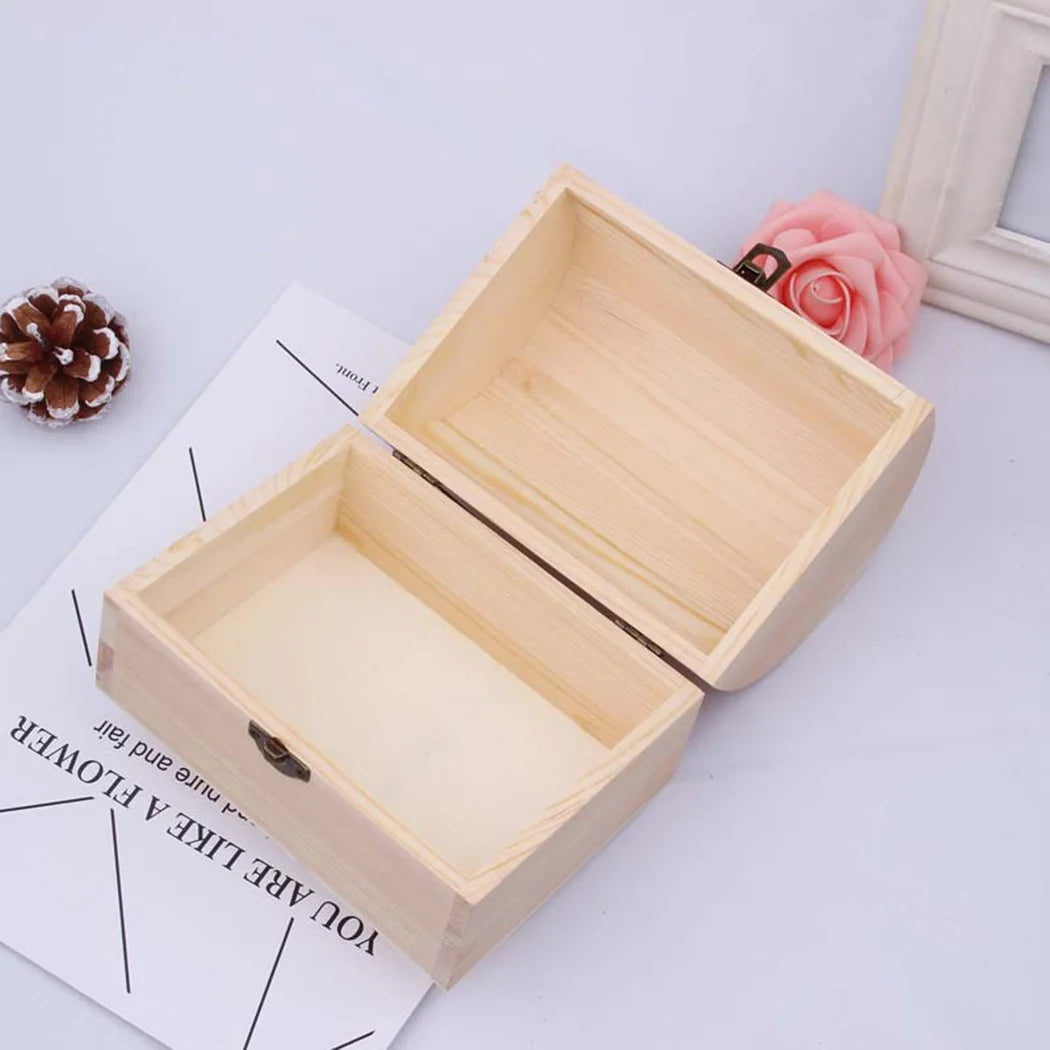 Wood Wooden Arched Hinged Storage Boxes Multi-function Hinged Boxes Gift Packing Jewelry Case Box Home Sundries Storage Box