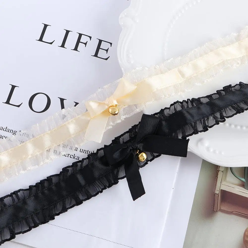 Sweet Elegant Lolita Pendant Maid Choker For Girls Korean Necklace Bow Bell Necklace Cosplay Neck Jewelry Woman Clavicle Chain