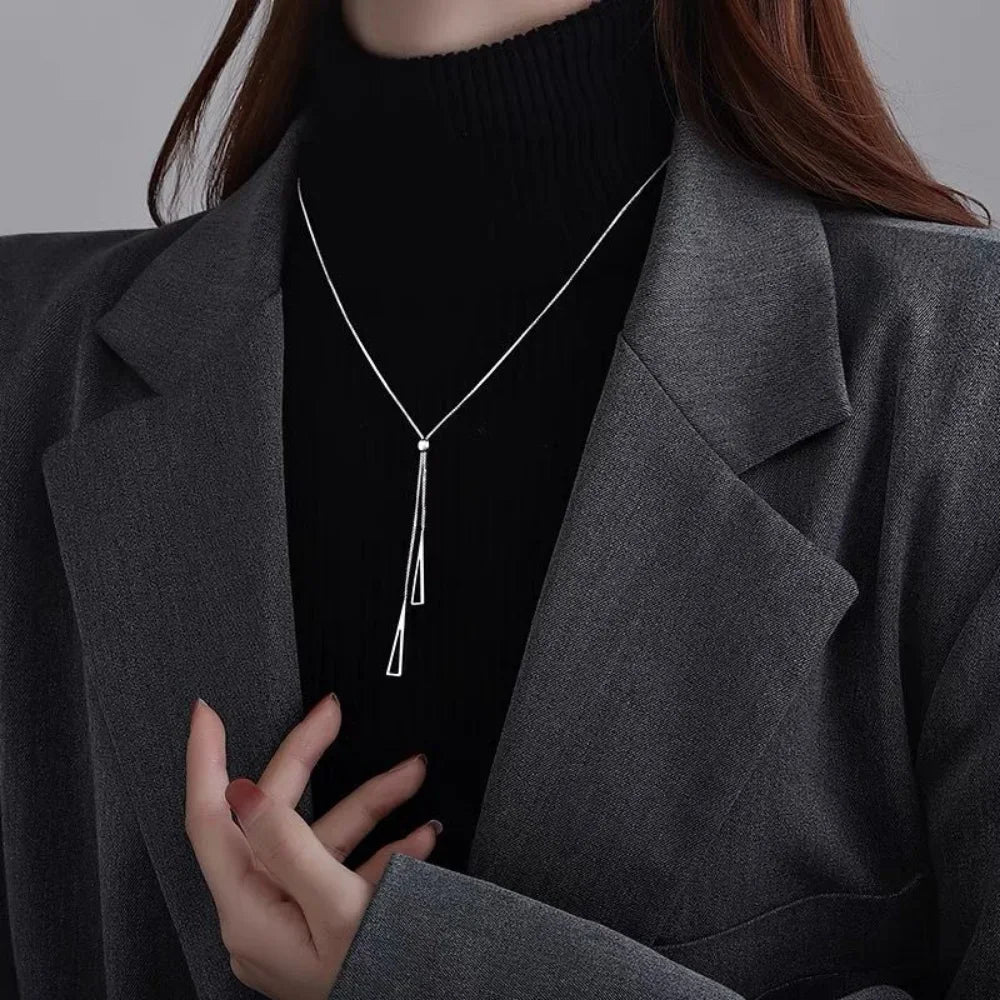 2024 Popular Geometric Sweater Box Chain Female  Long Necklace For Women Adjustable Fine Jewelry Wedding Party Birthday Gifts