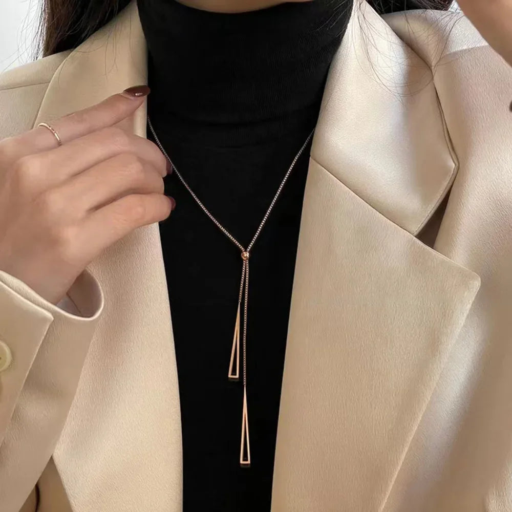 2024 Popular Geometric Sweater Box Chain Female  Long Necklace For Women Adjustable Fine Jewelry Wedding Party Birthday Gifts