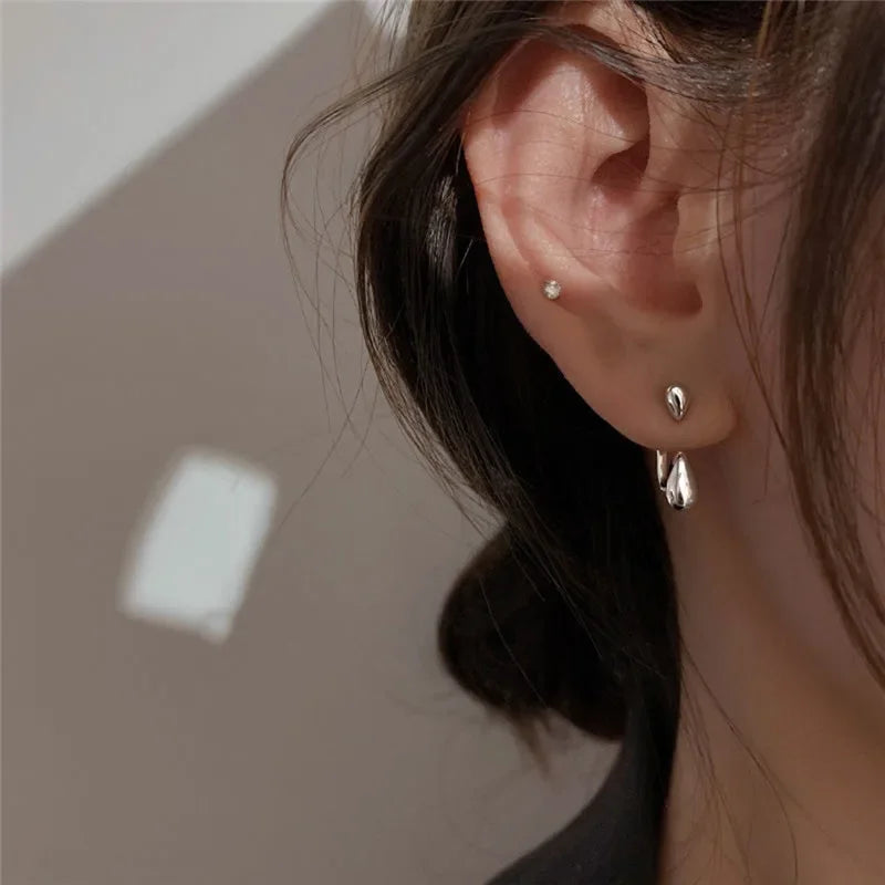 2024 Women Earrings Fashion Water Drop Pendant Earrings Simple Stud Earrings Punk Hip Hop Metal Ear Stud Trendy Jewelry Gift