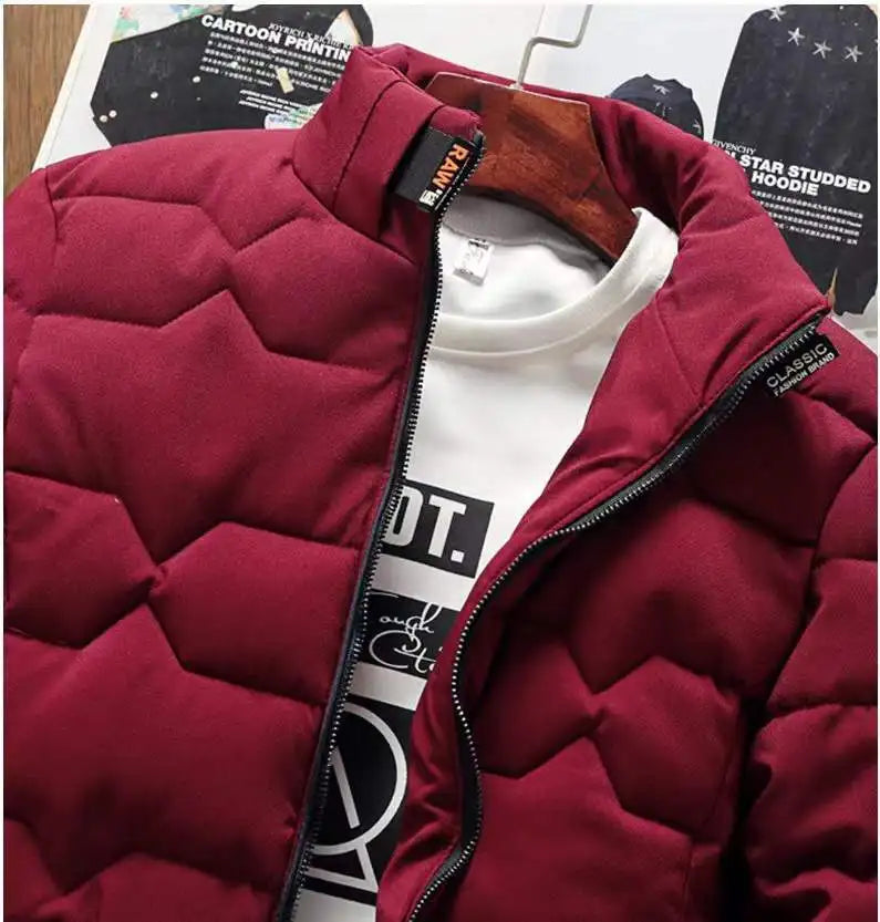 New Winter Warm Coats Jacket Long Sleeve Cotton-padded Jacket Zipper Jacket Men's Stand-up Collar Jacket Plus Size Cotton Jacket