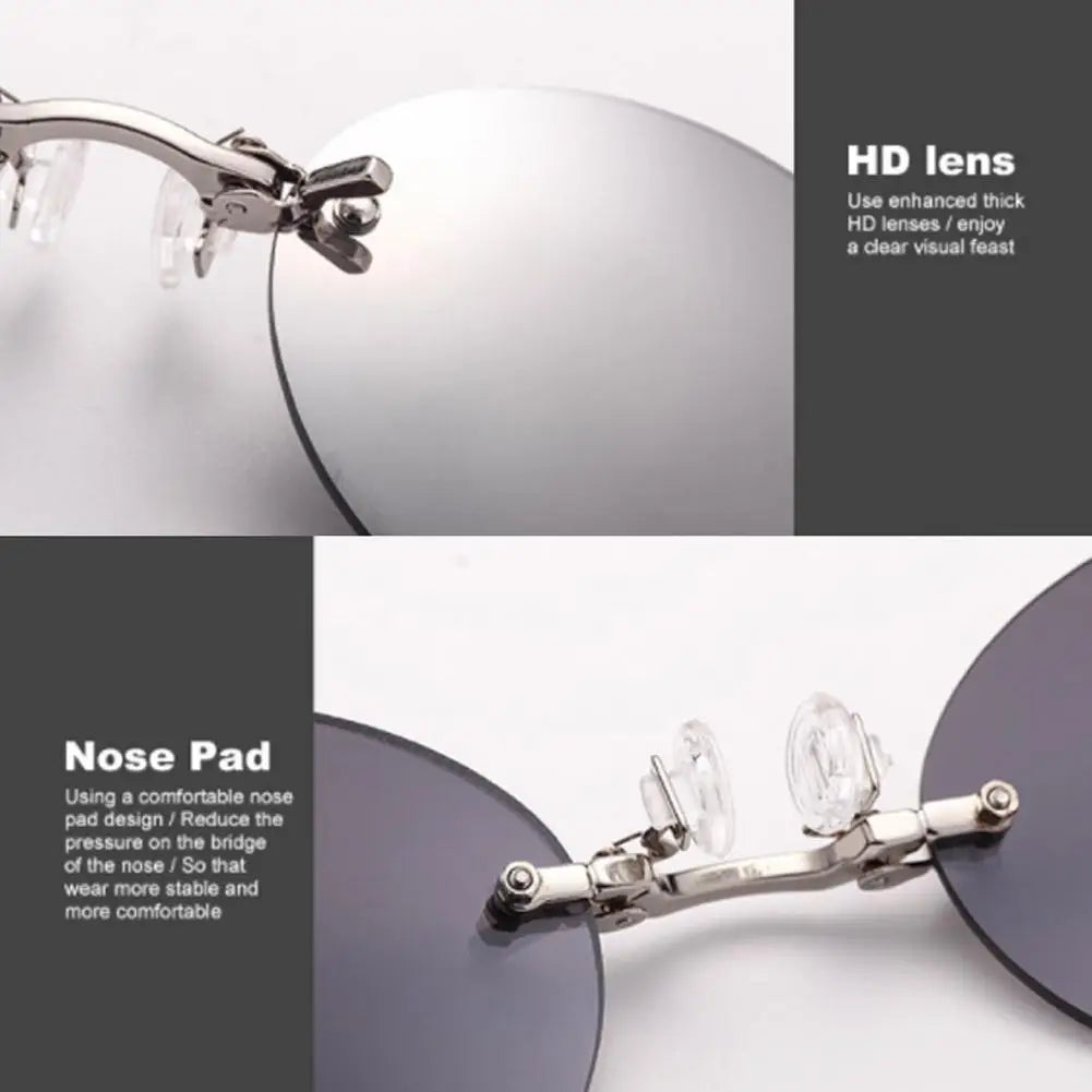 Clip On Nose Glasses Round Rimless Matrix Morpheus Sunglasses Mini Frameless Vintage Men Eyeglasses