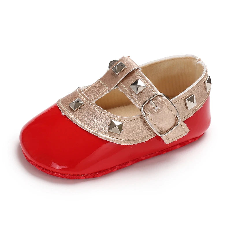 Spring and Autumn Girl Baby Shoes Classic Fashion Red Theme Cute Bow Princess Shoes Rubber Sole Anti slip Comfortable Walking Sh